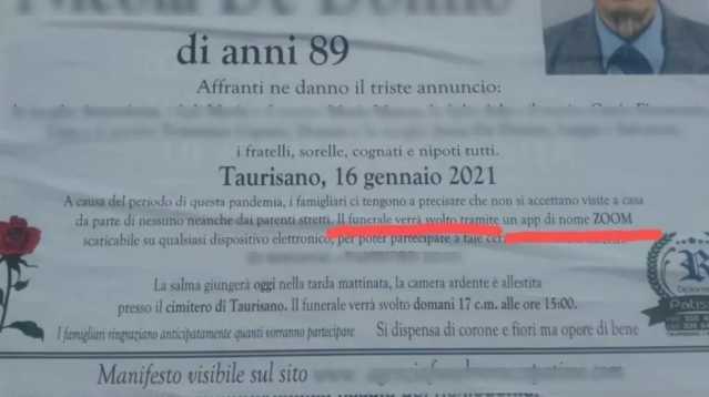FUNERALE SU ZOOM