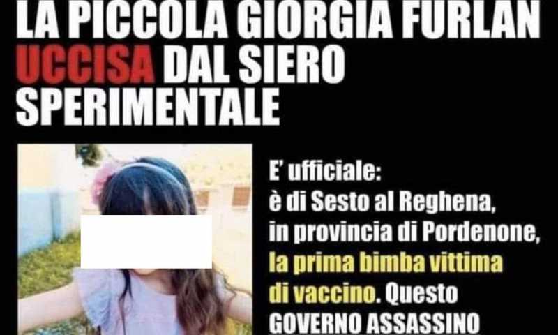 giorgia furlan, morta, vaccino, bufala