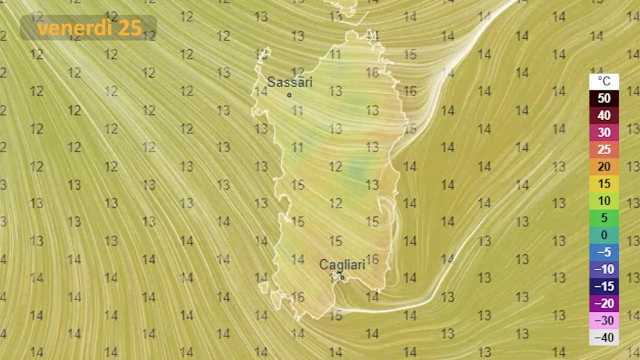 Le previsioni meteo per il 25 febbraio in Sardegna 