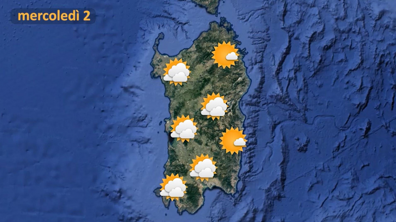Meteo in Sardegna per mercoledì 2 febbraio 