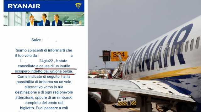 L'avviso di Ryanair