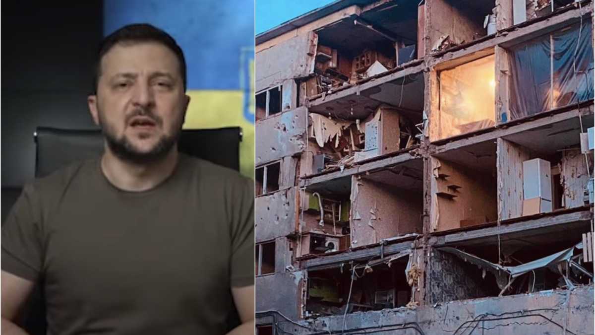 edificio-distrutto-e-Zelensky