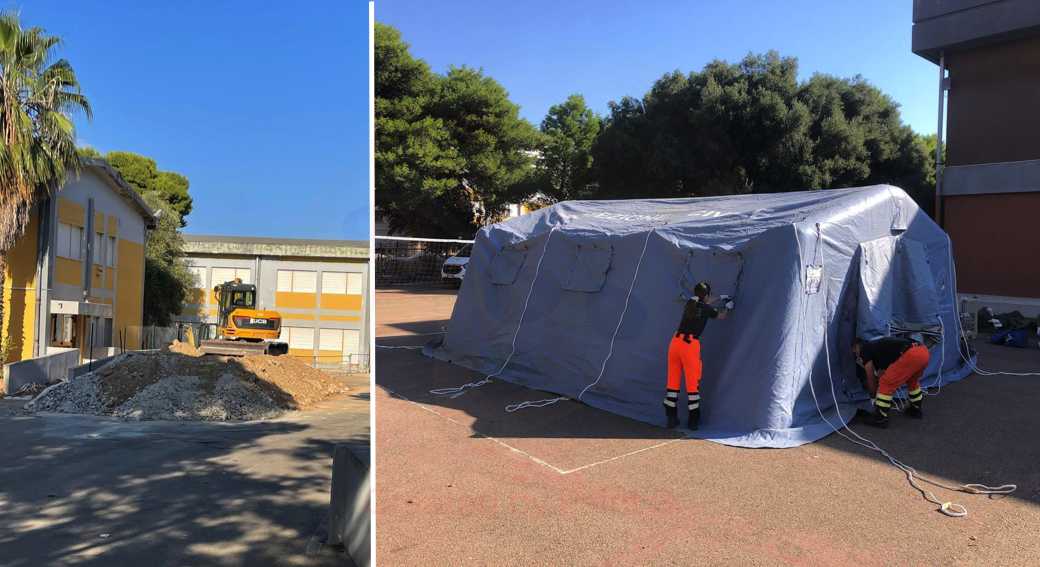 Le-tende-di-fronte-alla-scuola-